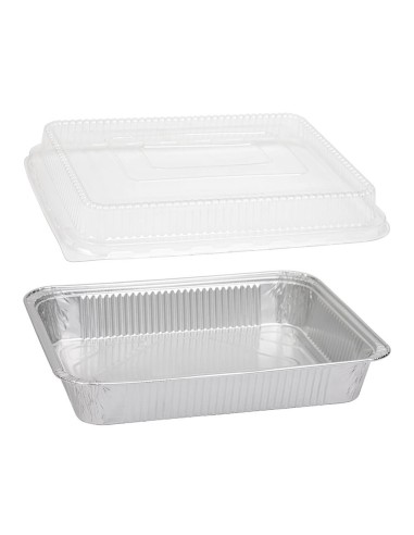Pack de Tabuleiro de Alumínio Retangular + Tampa para Comida - Envio 24 h.