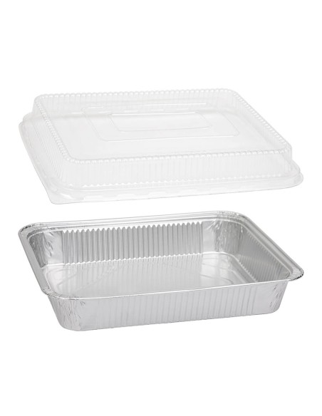 Pack de Tabuleiro de Alumínio Retangular + Tampa para Comida - Envio 24 h.