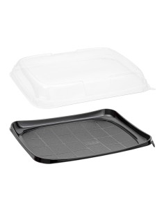 Tabuleiro para Catering Preto com Tampa Transparente - Envio em 24h.