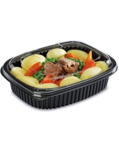 ▷ Embalagem de Plástico Preto 800 cc mais Tampa - Melhor preço - Envio em 24h.