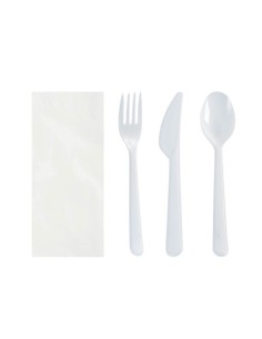 ▶️Conjunto de Talheres econômicos com guardanapo branco (500 Unid.) 2