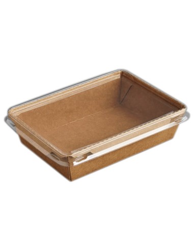 ▶️ Tabuleiro de papel 1200cc + Tampa PET (300 uds) - Embalagens ecológicas