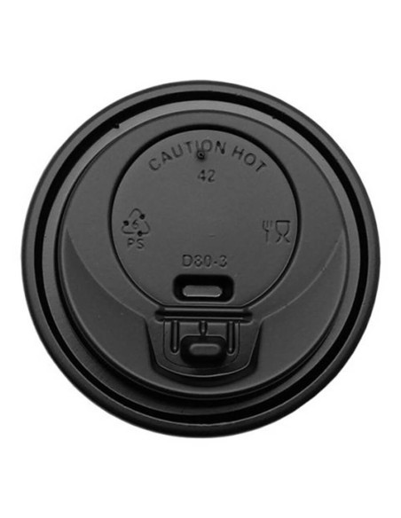 ▶️ Tampa de copo para café 9 OZ preta Ø 80 mm (100 Uds.)