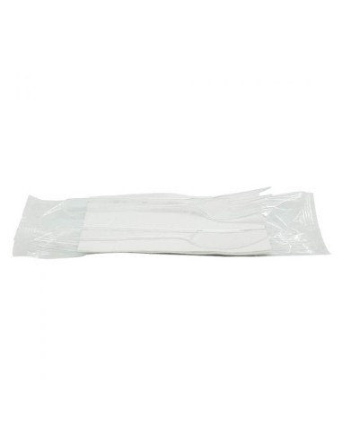 ▶️Conjunto de talheres económicos com guardanapo branco (500 Uds.)