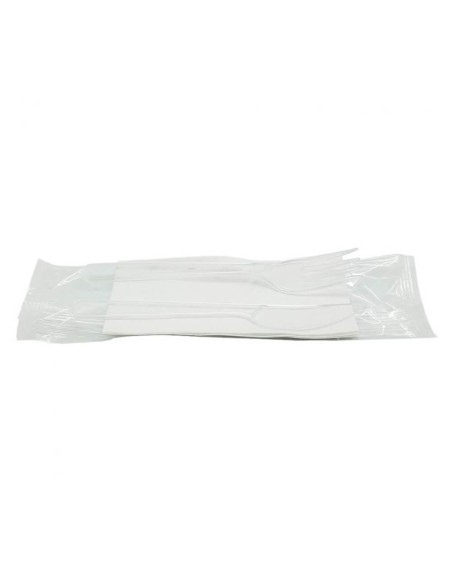 ▶️Conjunto de talheres económicos com guardanapo branco (500 Uds.)