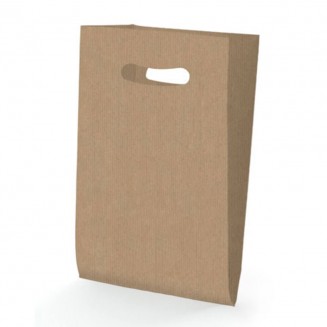 BOLSA ASA TROQUELADA KRAFT 24X40+10 cm. (250 Uds.)