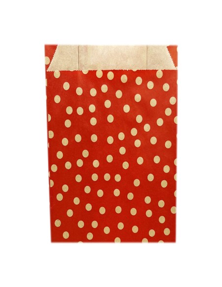 ▷ Saco de Presente às Bolinhas Vermelho 11X21+5 cm. (250 Uds.) - Envio 24h