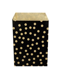 ▷ Saco Sobre Presente com Bolinhas Preto 11X21+5 cm. (250 Unid.) - Envio 24h