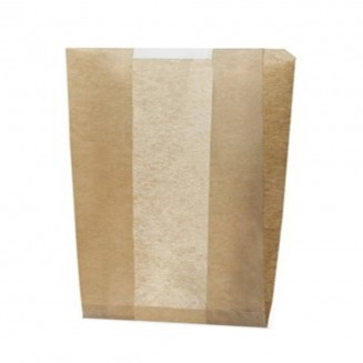 SACO DE PAPEL KRAFT COM JANELA 18X32+6 cm. (200 Unid.)