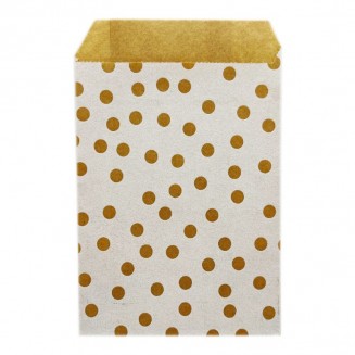 SACO PARA PRESENTE COM BOLINHAS BRANCAS 21X38+7 cm. (250 Unid.)