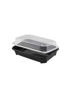 ▶︎ Tabuleiro para sushi preto + Tampa 161X112X28 mm. (282 Uds.)