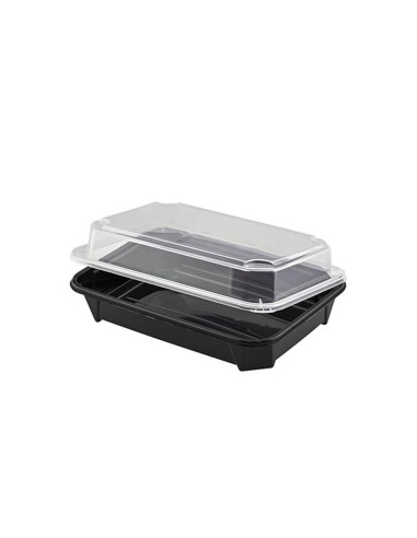 ▶︎ Tabuleiro para sushi preto + Tampa 161X112X28 mm. (282 Uds.)