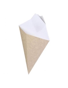 ▶︎ Cone para fritos com molheira kraft 215X270 mm (500 Uds.)