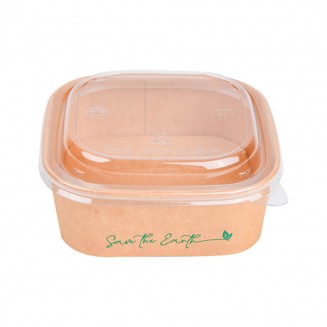 ENSALADERA PAPEL CUADRADA 500 cc + TAPA (50 Uds.)