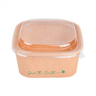 ENSALADERA PAPEL CUADRADA 650 cc + TAPA (50 Uds.)