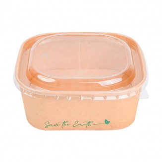 SALADEIRA DE CARTÃO QUADRADA 1.300 cc + TAMPA (50 Unid.)