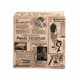 PAPEL ABIERTO DOS LADOS KRAFT DISEÑO PERIÓDICO 17x18 cm. (1.000 Uds.)
