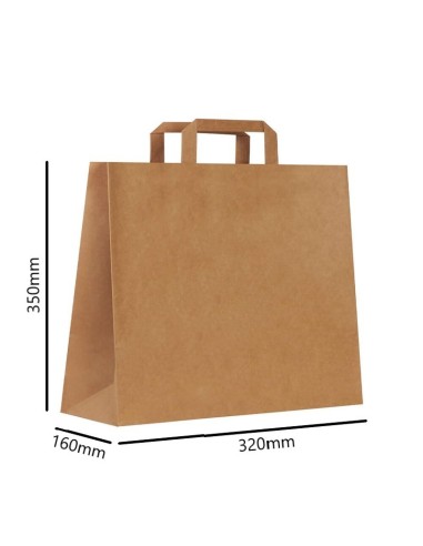 SACO DE PAPEL COM ASAS KRAFT 32X16X35 cm. (250 Unid.)