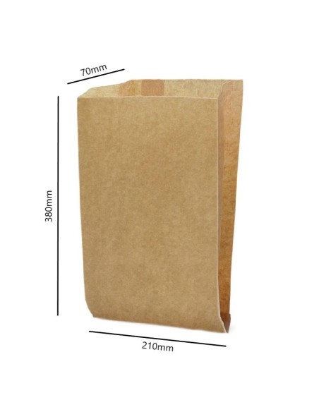 ✅ Saco Kraft biodegradável 21x38+7cm - Sacos de padaria - Envio 24h