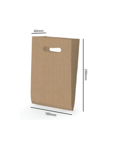 SACO ASA TROQUELADA KRAFT 18X29+6 cm. (250 Uds.)