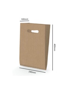 BOLSA ASA TROQUELADA KRAFT 24X40+10 cm. (250 Uds.) 2