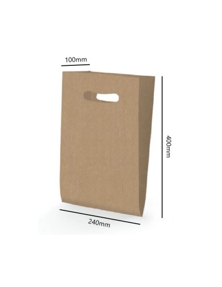 SACO ASA MOLDADO KRAFT 24X40+10 cm. (250 Unid.)