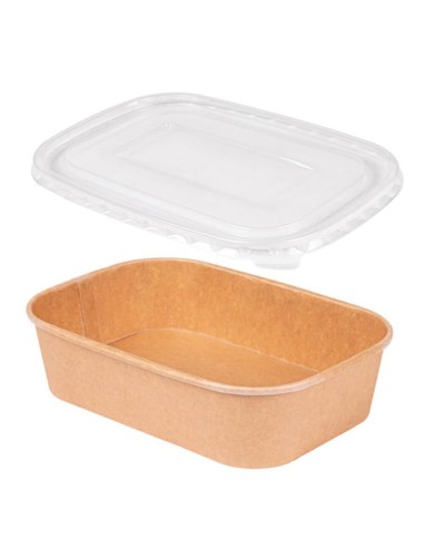 ▶️ Pack de Embalagens Retangulares em Papel Kraft 500 cc - Envio em 24h.