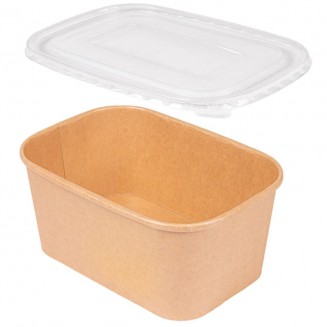 PACK ENVASE RECTANGULAR KRAFT 1.000 cc + TAPA (300 Uds.)