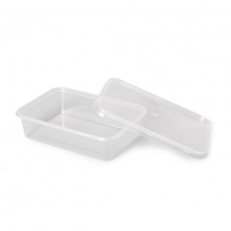 ENVASE RECTANGULAR ECONÓMICO 500 cc PP + TAPA (50 Uds.)