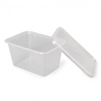 ENVASE RECTANGULAR ECONÓMICO 1.000 cc PP + TAPA (50 Uds.)