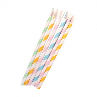 PAJITA DE PAPEL CON PALA MULTICOLOR 200X8 mm (100 Uds.)