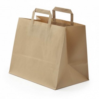 BOLSA DE PAPEL CON ASAS MARRÓN KRAFT 32X21X26 cm (250 Uds.)