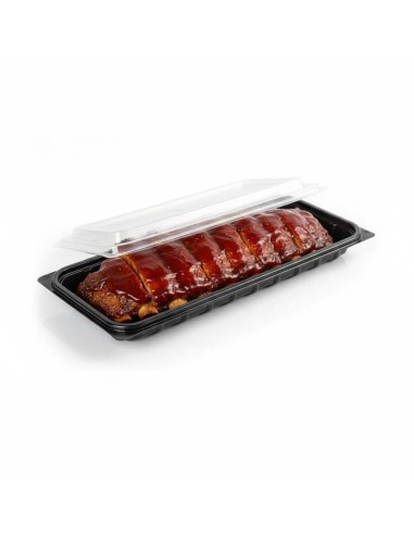 ▷ Tabuleiro para Entrecosto Preto Descartável - Envio em 24h.