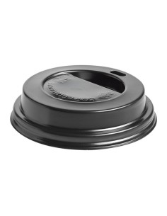 ▶️ Tampa Preta com Fecho para Copos 4 OZ Ø 62 mm.