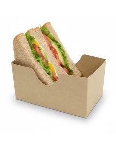 ? Caja para Sándwich Abierta 120x70x65 mm | Cartón Kraft | 2