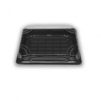 BANDEJA SUSHI NEGRA PET + TAPA 165X115X20 mm (50 Uds.)