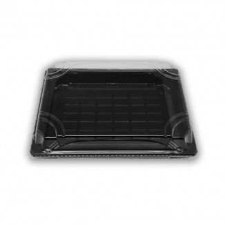 BANDEJA SUSHI NEGRA PET + TAPA 185X130X30 mm (50 Uds.)