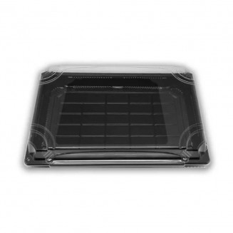 BANDEJA SUSHI NEGRA PET + TAPA 220X135X20 mm