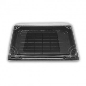 BANDEJA SUSHI NEGRA PET + TAPA 240X150X20 mm (50 Uds.)