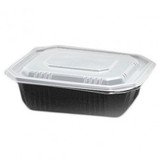 ENVASE DE PLÁSTICO 750 cc PARA MICROONDAS NEGRO (50 Uds.)