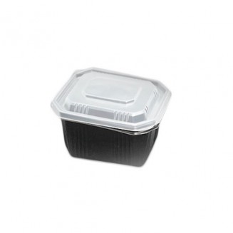 ENVASE DE PLÁSTICO PARA COMIDA 500 cc NEGRO (50 Uds.)
