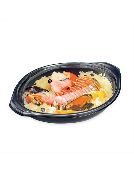 Embalagem para Alimentos de Plástico Redonda Preta 500 ml - Envio em 24h.