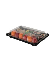 ▷ Tabuleiro para Sushi Biodegradável Preto + Tampa - Envio Grátis 24h.