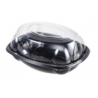 EMBALAGEM DE PLÁSTICO PARA FRANGO PRETO + TAMPA (165 Unid.)