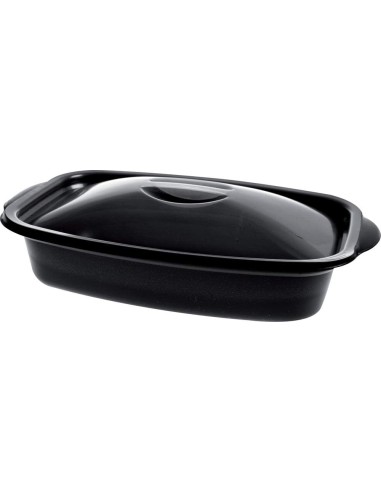 ▷ Tabuleiro Descartável Preto 500 cc mais Tampa Transparente - Envio 24 h.