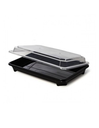 ▷ Tabuleiro para Sushi Preto com Tampa 230X155X47 mm - Envio Grátis.