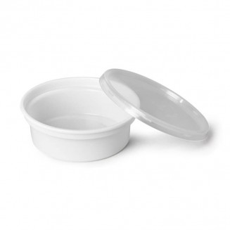 PACK TARRINA REDONDA BLANCA 250 cc + TAPA (50 Uds.)