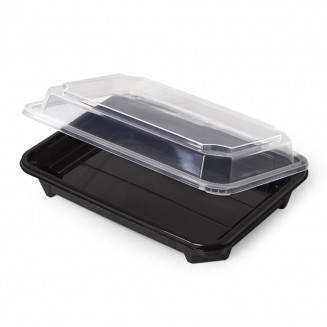 BANDEJA PARA SUSHI NEGRA + TAPA 185X125 (312 Uds.)