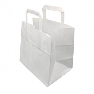 BOLSA DE PAPEL CON ASAS BLANCA 27X18X28 cm. (250 Uds.)