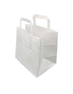 ▷ Saco de Papel com Asas Branco 26X18X25 - Envio em 24h.